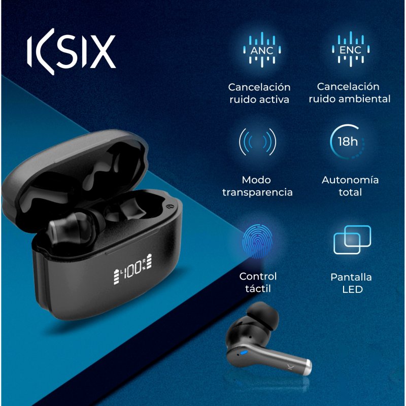 Detalle de Ksix Noise Cancel 3: Auriculares Inalámbricos con ANC, ENC y modo Transparencia