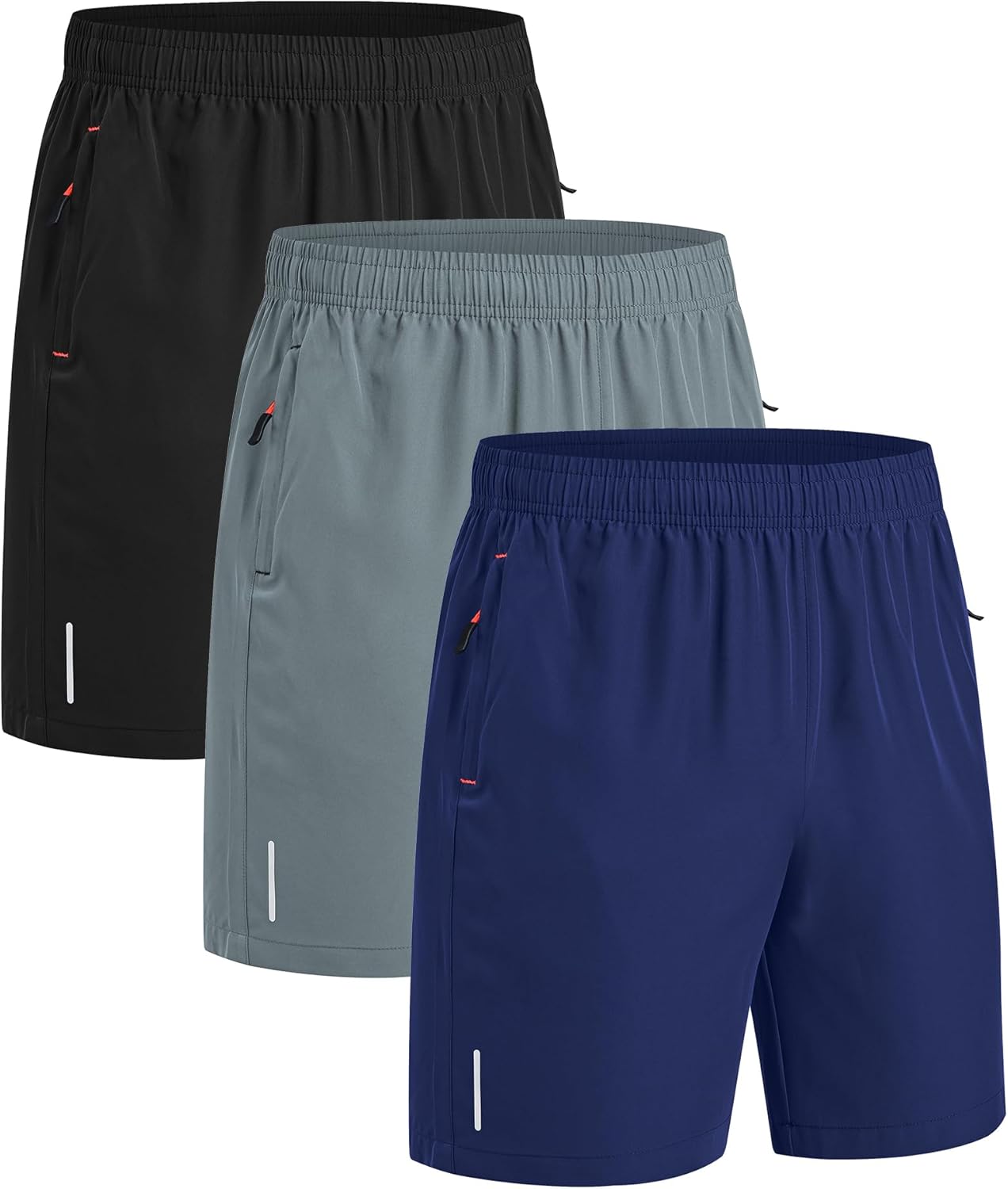 Thumbnail 6 de kuzwufs 3er Pack Sporthosen Herren – Kurze Sommer Jogginghosen mit Reißverschluss-Taschen