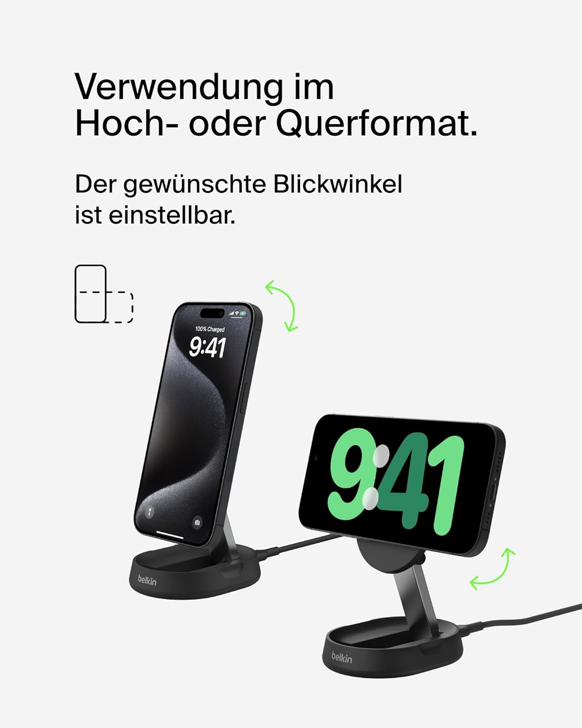 Thumbnail 3 de Belkin BoostCharge Pro induktive Ladestation 15W (Qi2) mit MagSafe-Kompatibilität – kabelloses Ladegerät inkl. 20-W-Netzteil, Schwarz