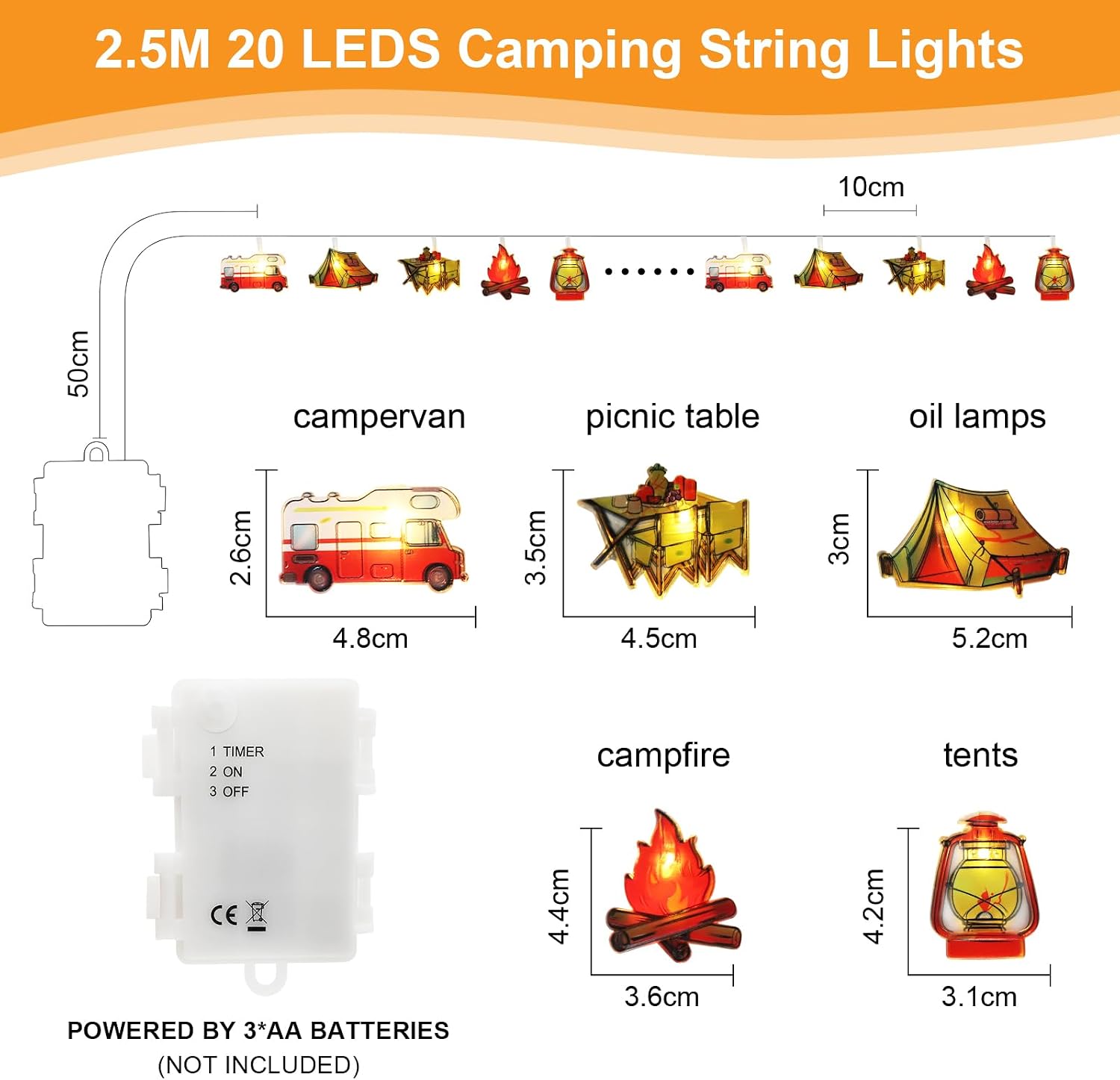 Detalle 1 de AGOTD Camping Lichterkette 3M 20LEDs