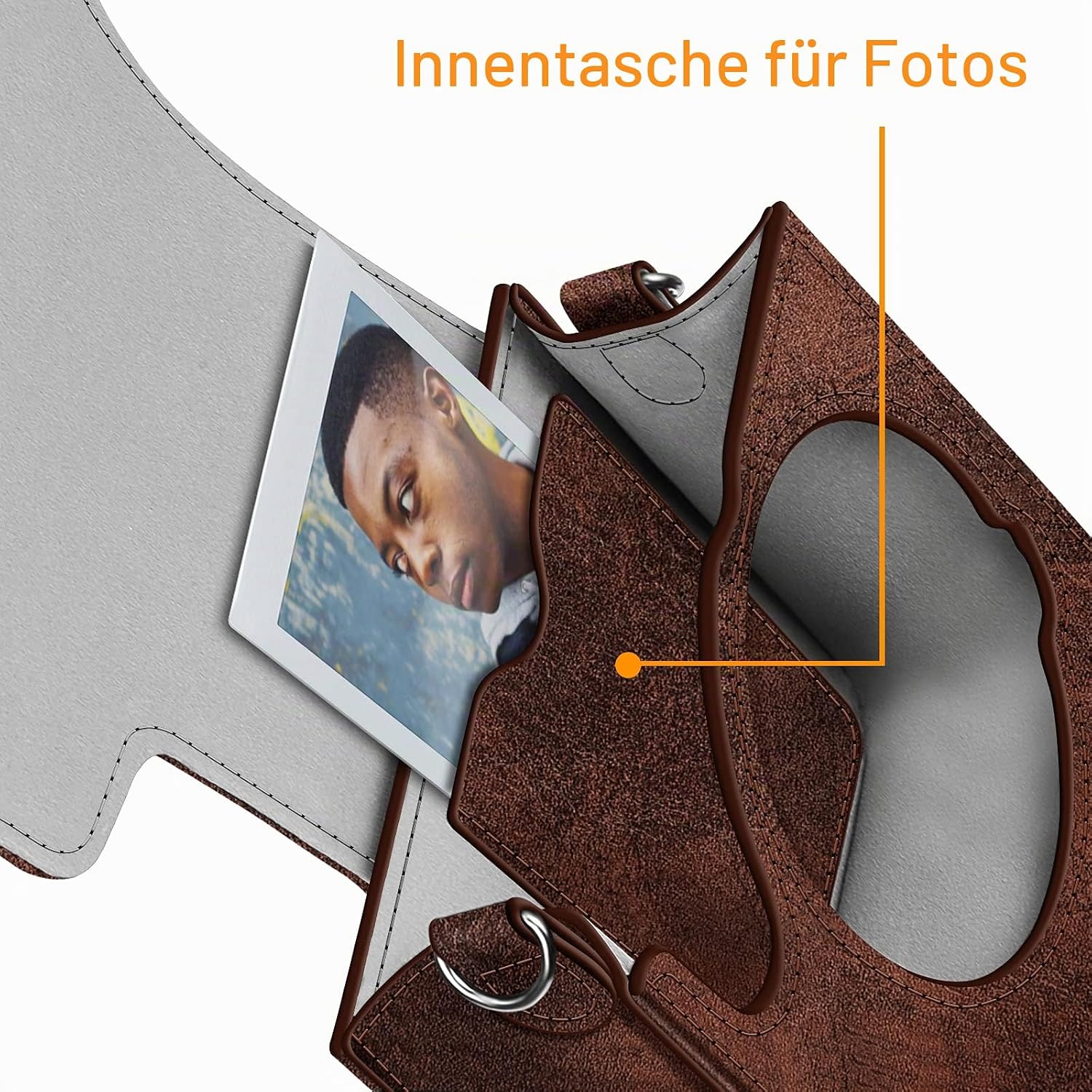Detalle de Fintie Tasche für Fujifilm Instax Mini 40 – Premium Kunstleder Schutzhülle mit abnehmbarem Riemen