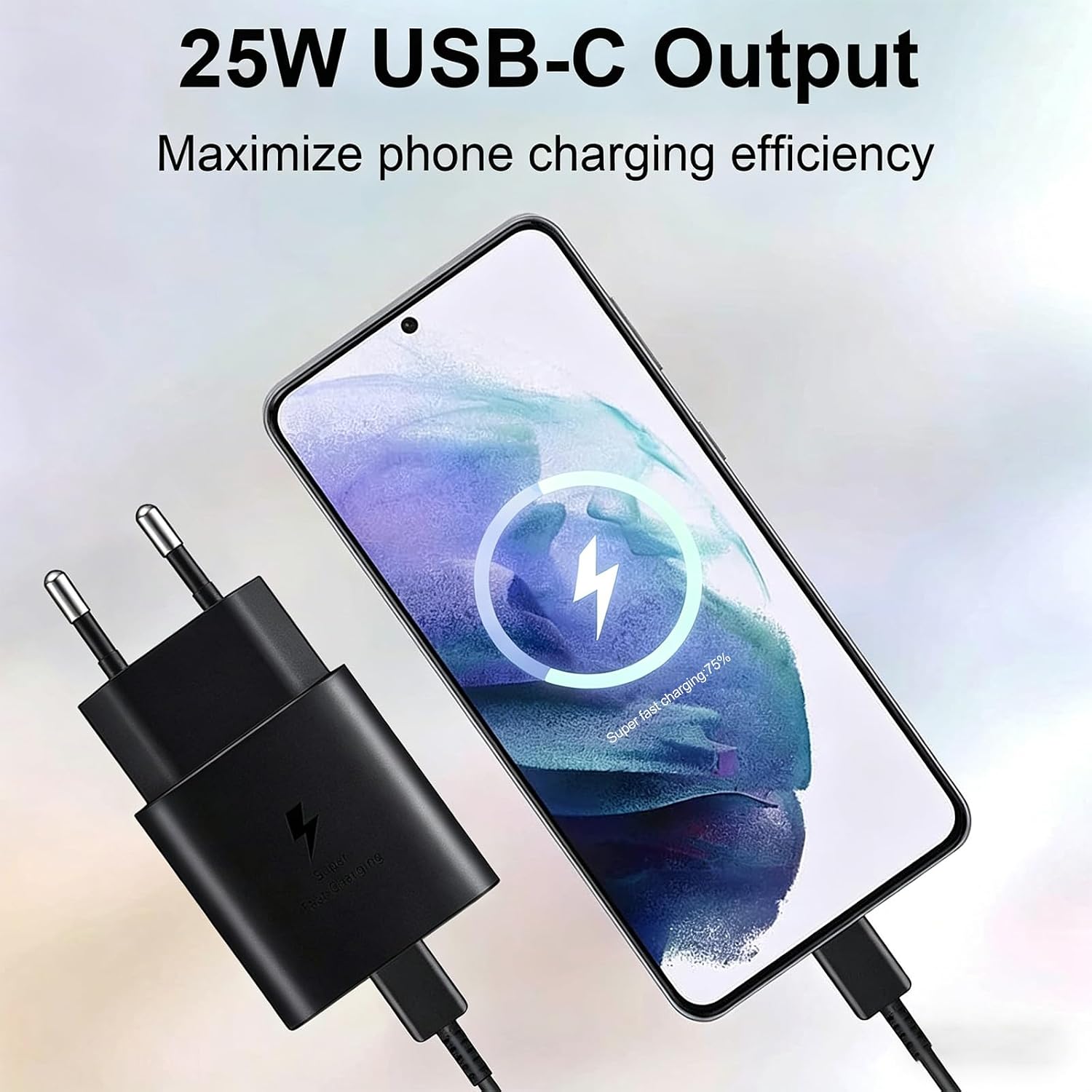 Thumbnail 4 de 25W USB‑C Schnellladegerät mit Kabel – PD 3.0, kompatibel mit Galaxy S26/S25/S24/S23/S22/S21/S20, inkl. 1,5 m Kabel