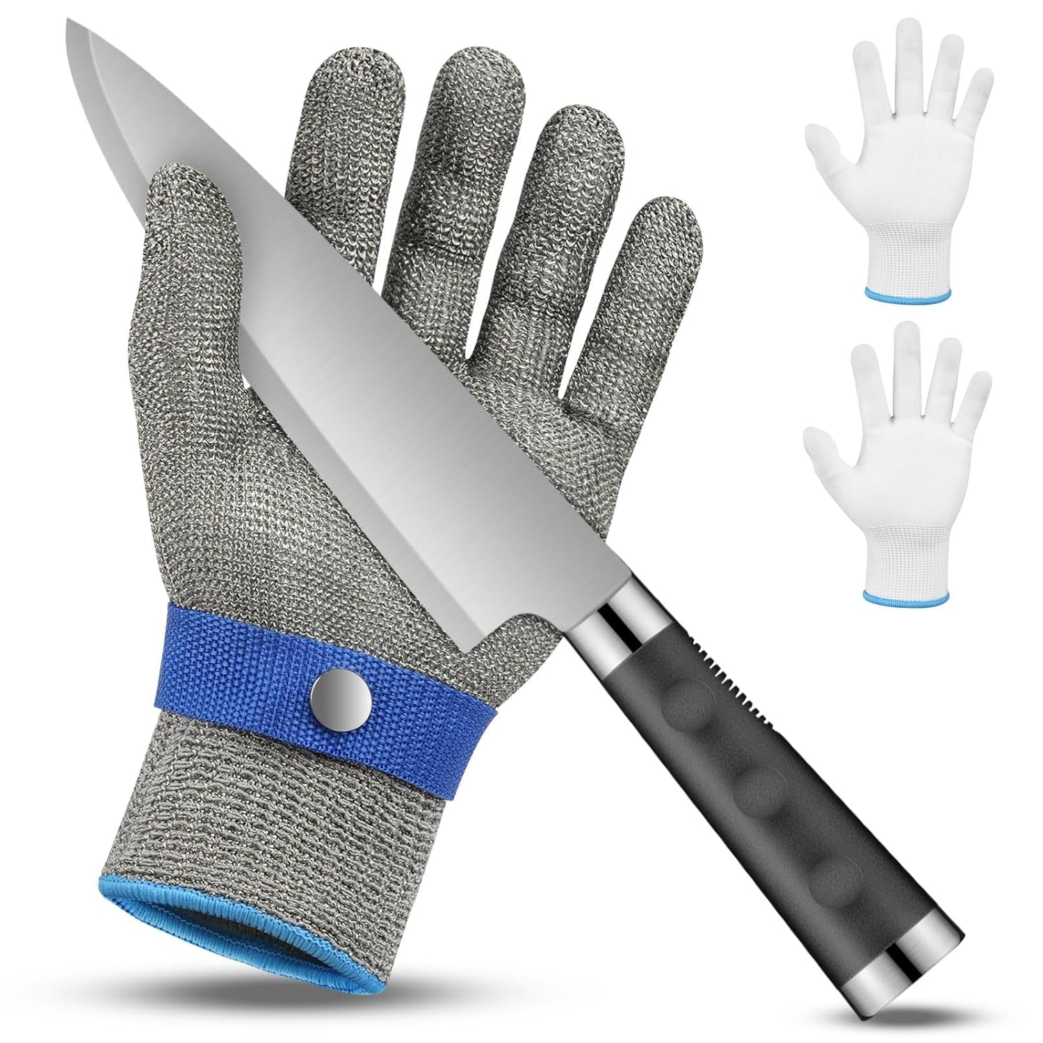 Detalle 1 de flintronic 2 Cut Resistant Gloves Level 9 stainless steel mesh cut-proof work gloves (M)