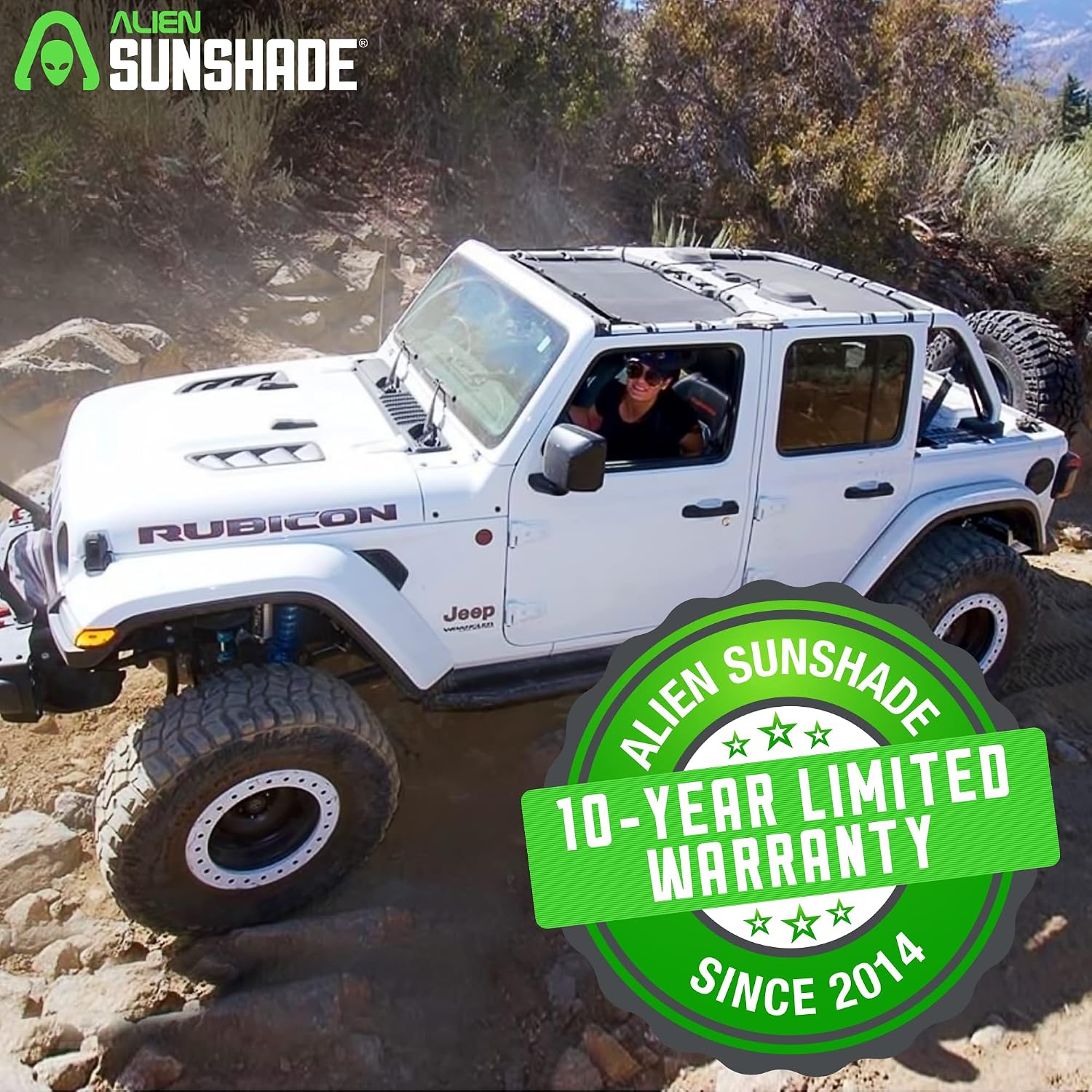 Detalle de ALIEN SUNSHADE Mesh Sun Shade for Jeep Wrangler JLU (2018-2023) — Front & Rear, Blocks UV, Wind & Noise (Black)