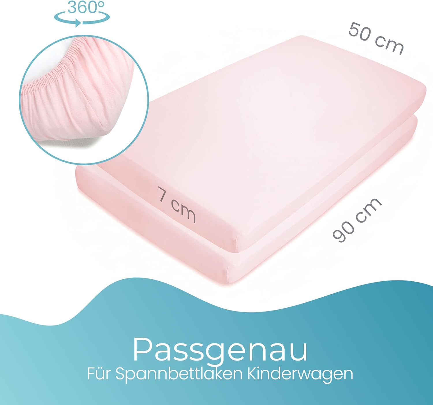 Thumbnail 4 de Spannbettlaken 50x90 cm für Kinderwagen – 2er-Set Rosa aus Bio-Baumwolle