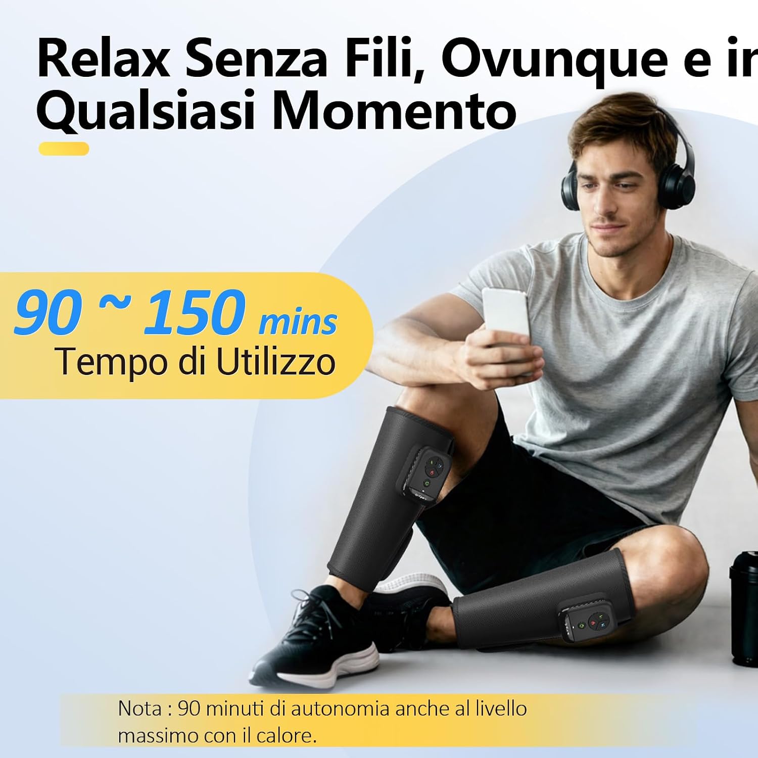 Detalle de Comfytemp Wireless Massaggiatore Per Gambe: Massaggio Pneumatico, Riscaldamento e Controllo App