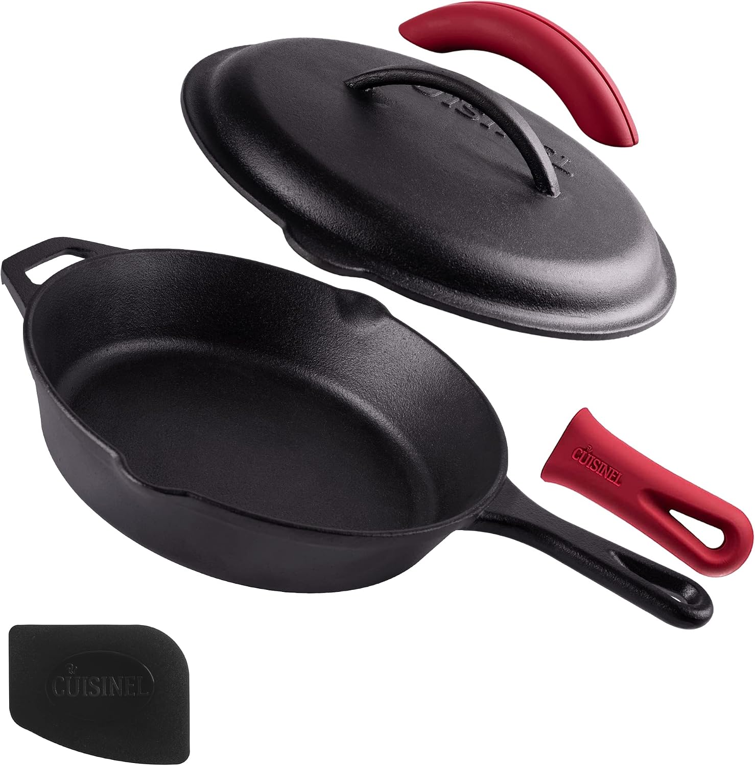 Detalle de Cuisinel 10-Inch Pre-Seasoned Cast-Iron Skillet with Braising Lid