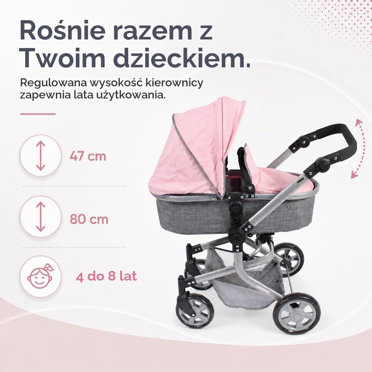 Thumbnail 2 de Bayer Chic 2000 Mika – wózek dla lalek 2 w 1, melanż szaro-różowy