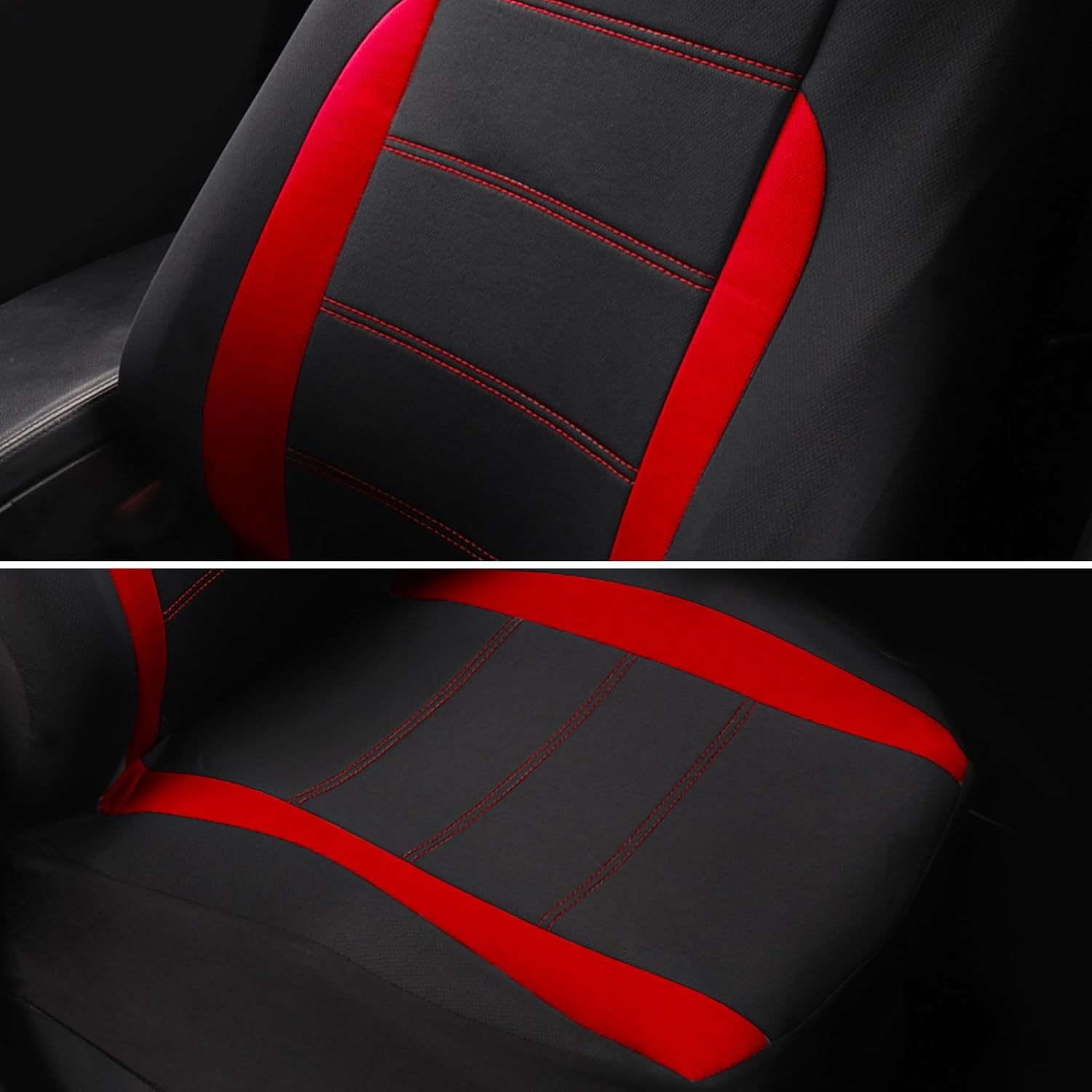 Detalle de AUTOYOUTH Front Seat Covers with Airbag‑Compatible Design – Red, Universal Fit