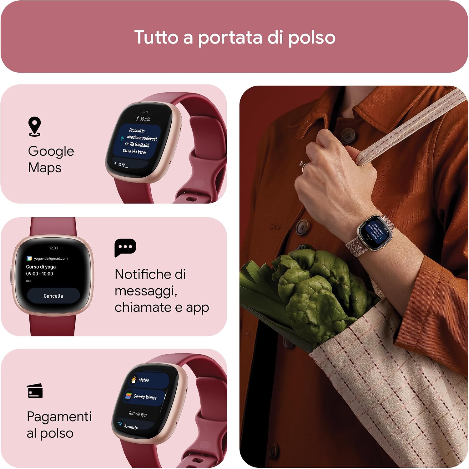 Thumbnail 3 de Fitbit Versa 4 smartwatch, GPS integrato