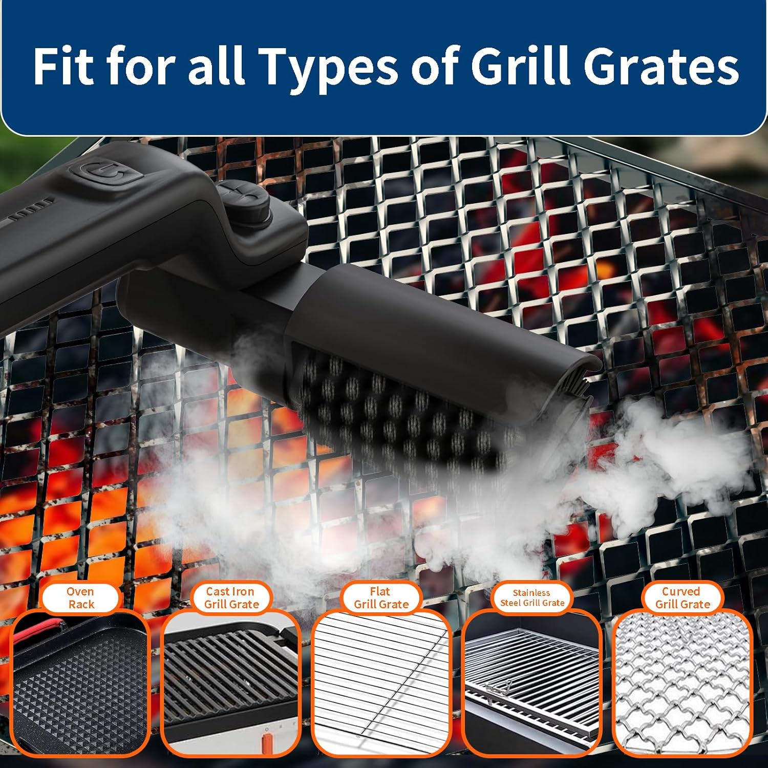 Thumbnail 6 de SWITMH Electric Grill Brush Rechargeable: 3-Speed, 180° Rotary Head, USB-C Quick Charge