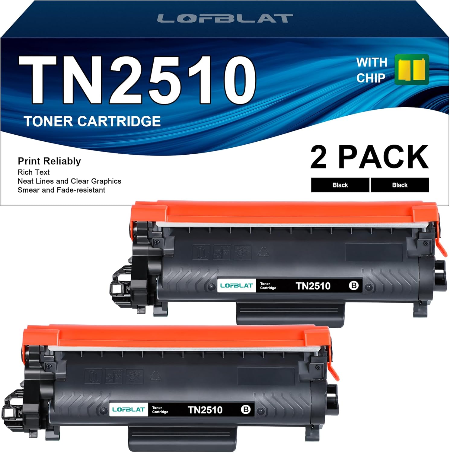 Detalle de LOFBLAT TN2510/TN2510XL Toner compatibile 2-Pack per Brother – Nero