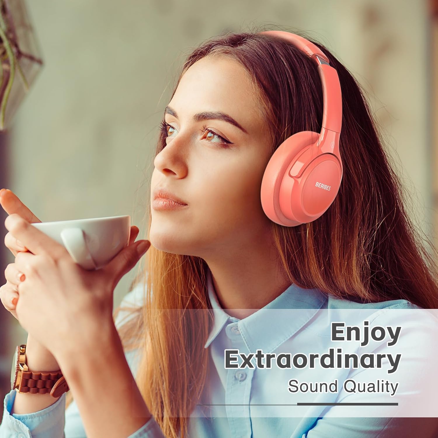 Thumbnail 3 de BERIBES Bluetooth Over-Ear Kopfhörer – 65 Stunden Laufzeit, 6 EQ-Modi, BT 5.3, Mikrofon, Kabellos, Orange-Rot