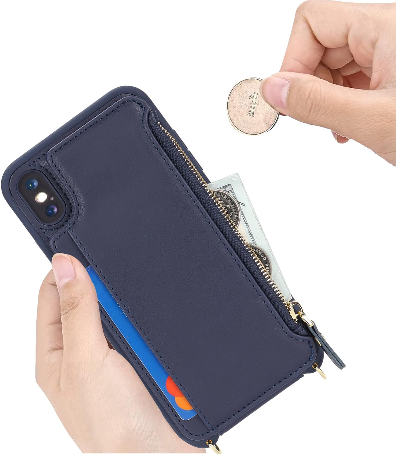 Thumbnail 3 de SailorTech Handyhülle für iPhone XS Max mit Kartenfach und verstellbarer Halskette – Blau
