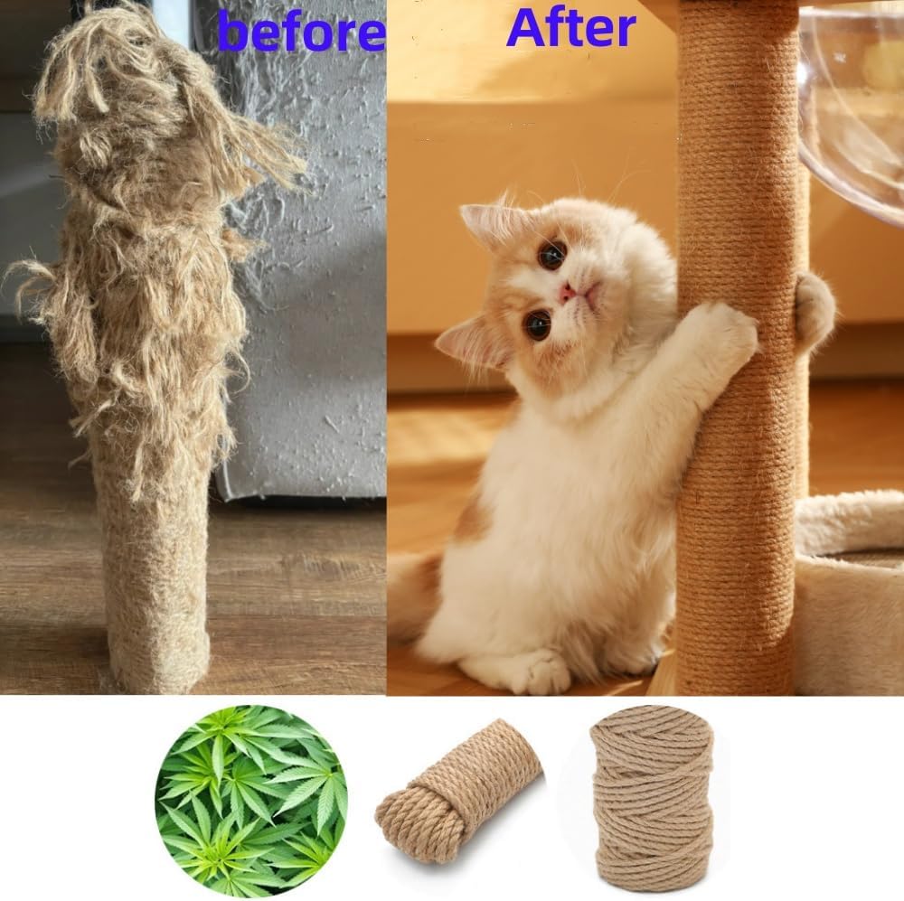 Detalle de Parain Sisalseil für Kratzbaum 6mm 60m – Natur Juteseil für Katzen, DIY & Haushalt