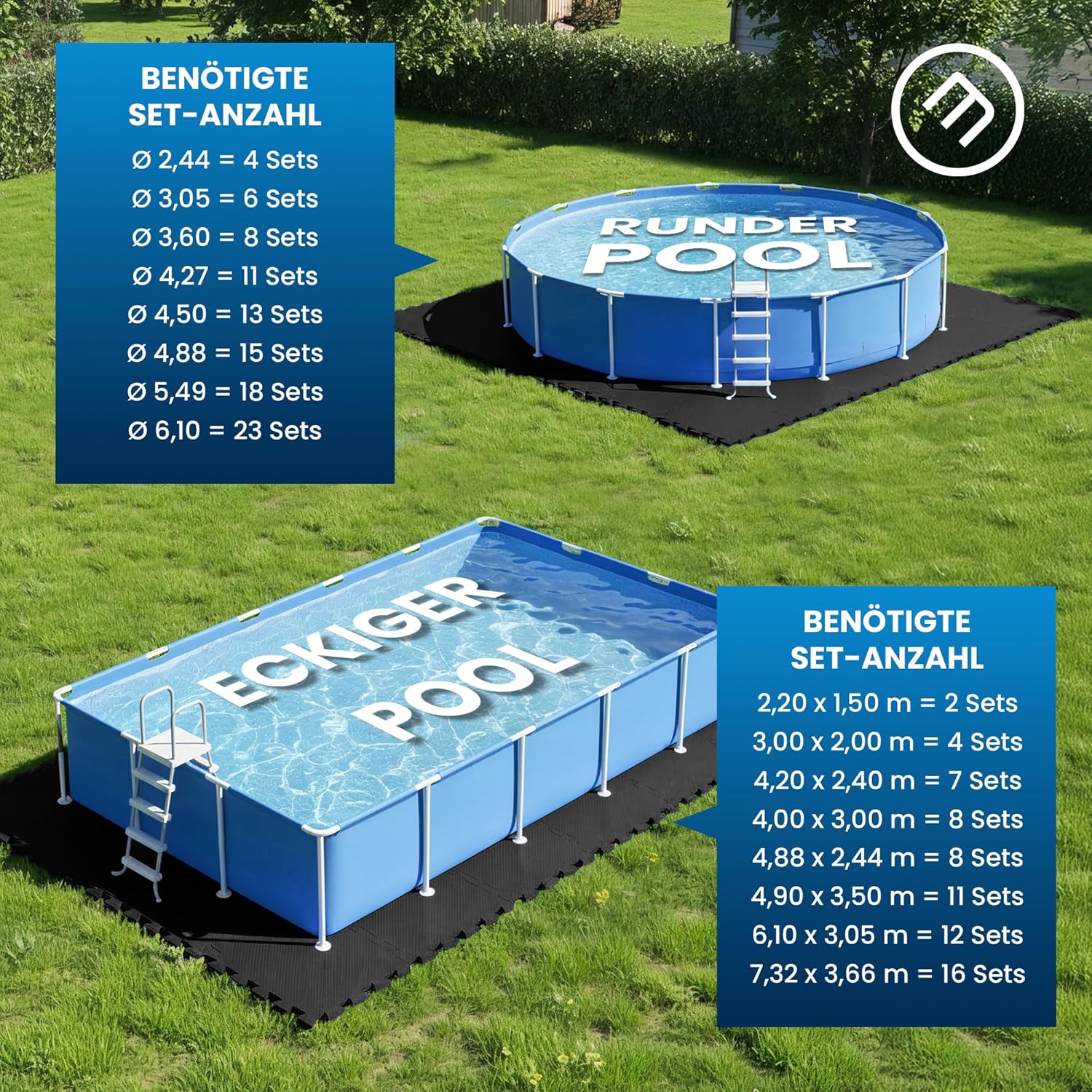Thumbnail 6 de bemaxx Poolunterlage Poolmatte (EVA) – 18 Puzzle-Matten für Aufstellpools & Whirlpool