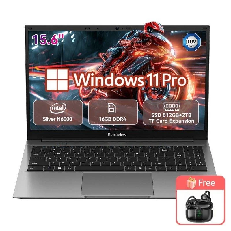 Detalle de Blackview AceBook 5 15,6": portátil robusto para estudio y ocio con pantalla amplia y conectividad completa