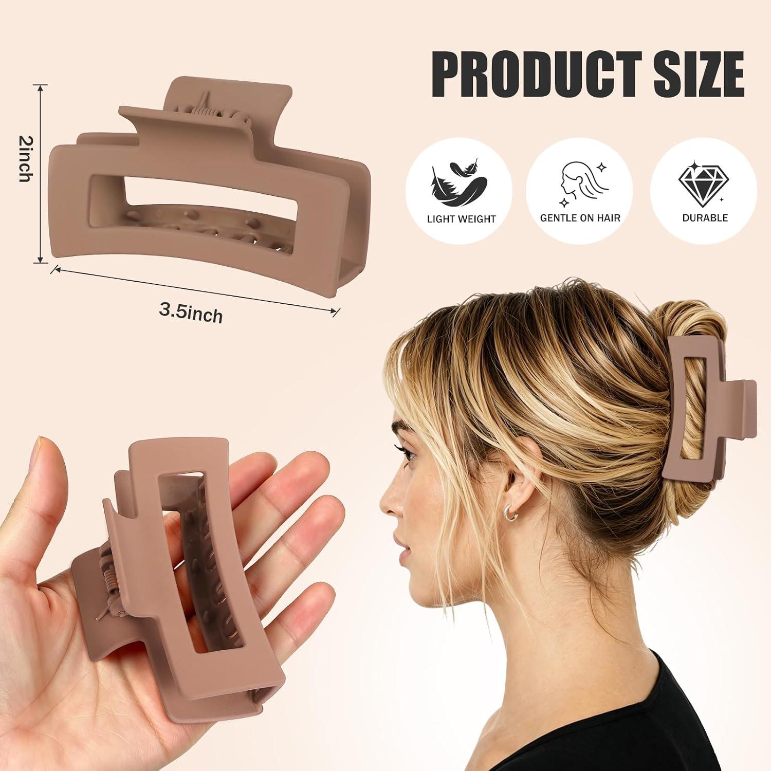 Thumbnail 2 de Hair Claw Clips, 3.5-Inch Rectangle