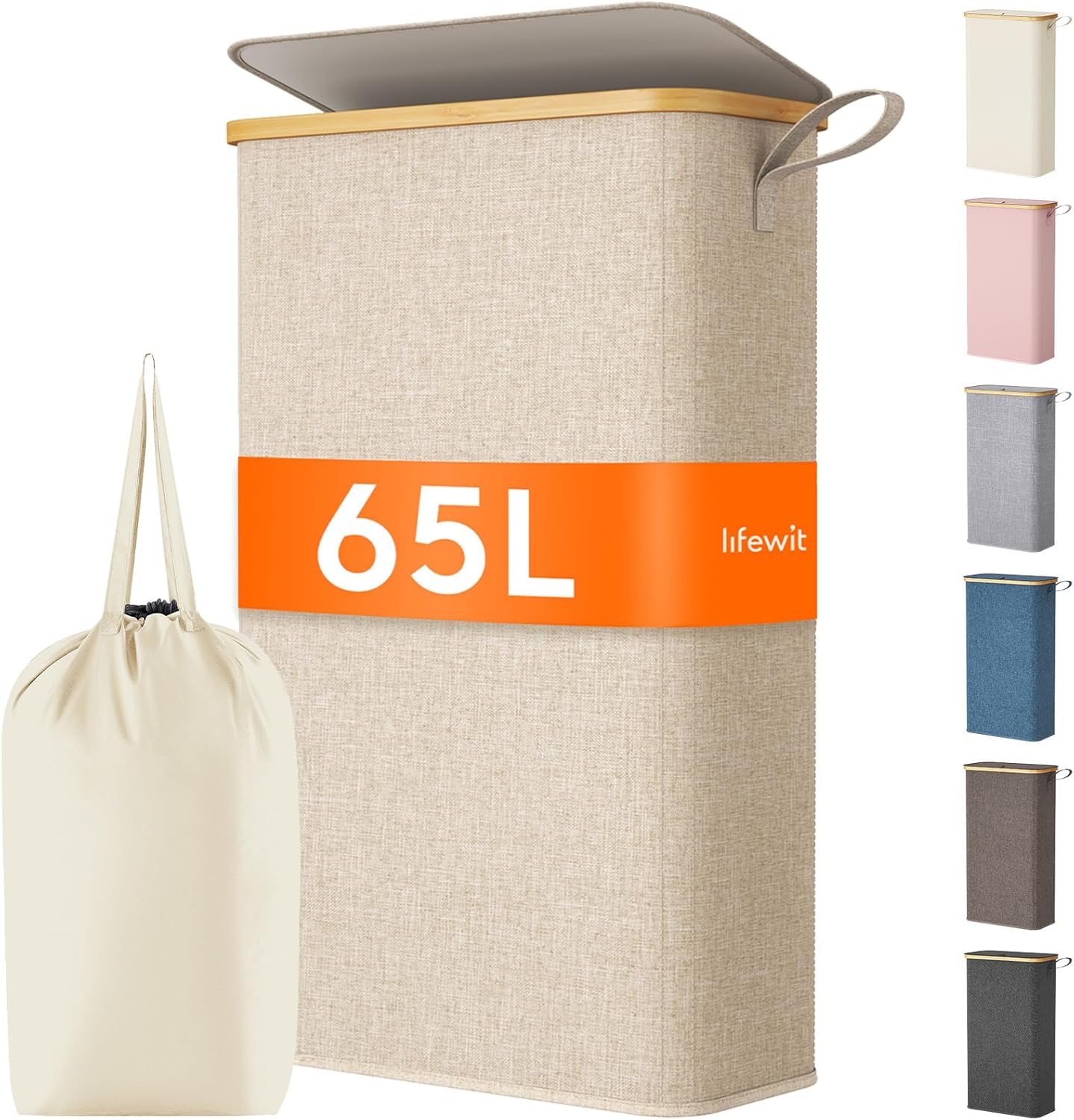 Lifewit 65L Slim Laundry Hamper with Lid