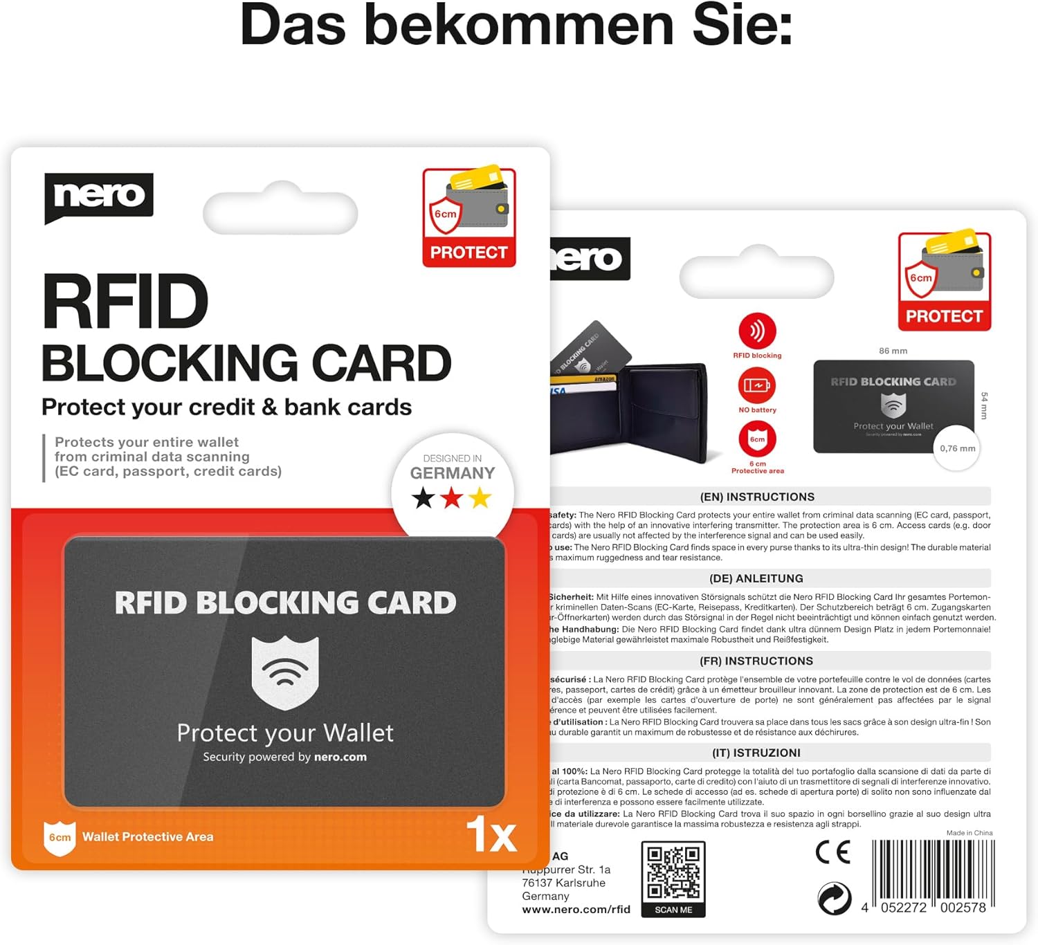 Thumbnail 1 de Nero Carte RFID anti-piratage : protection NFC contre le vol de données (blocage sans contact) noire