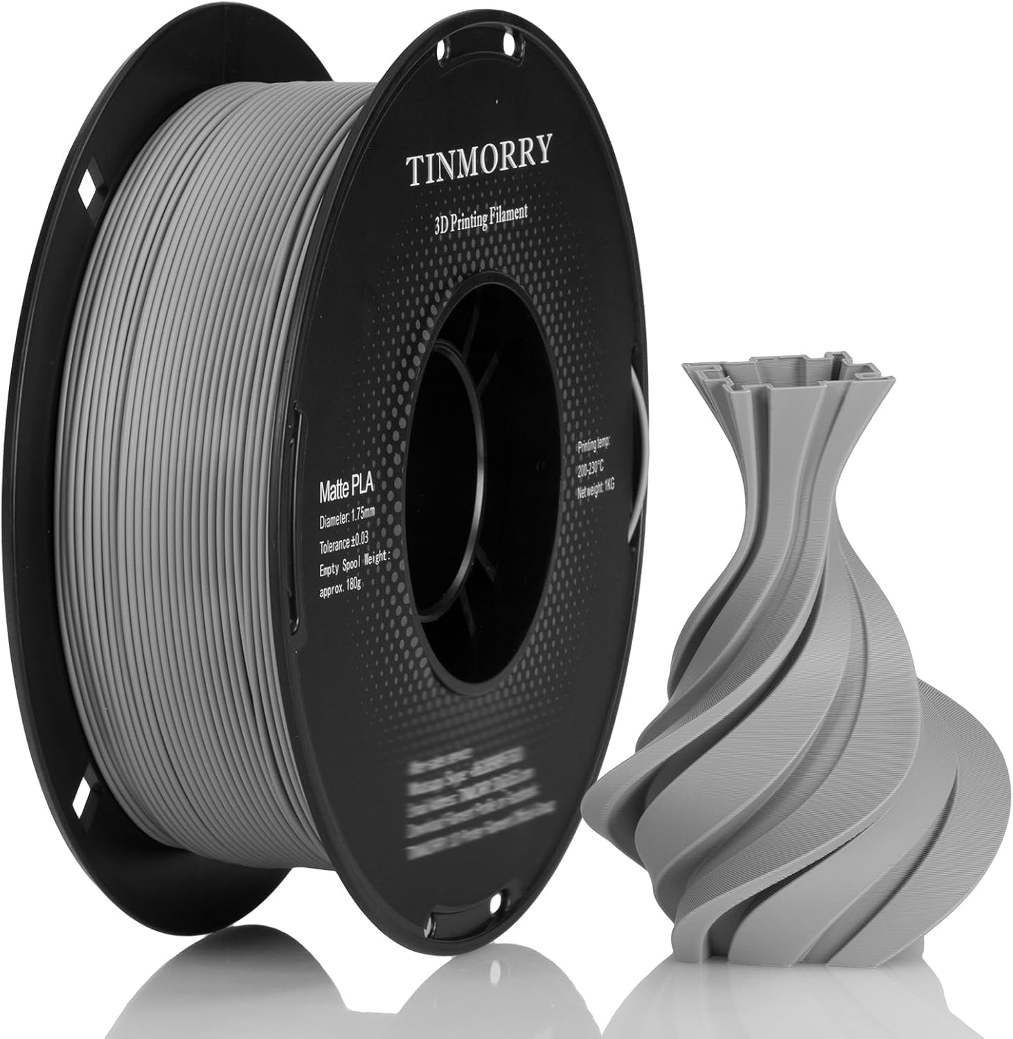 Detalle de TinMORRY Matte PLA Filament 1,75 mm Grau
