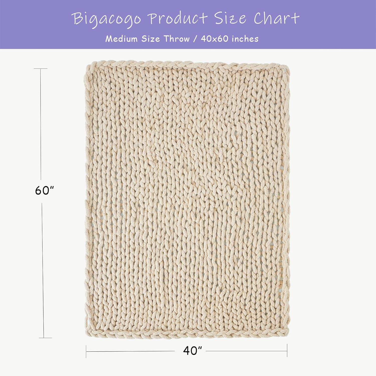 Thumbnail 1 de Bigacogo Chunky Knit Throw Blanket 40x60