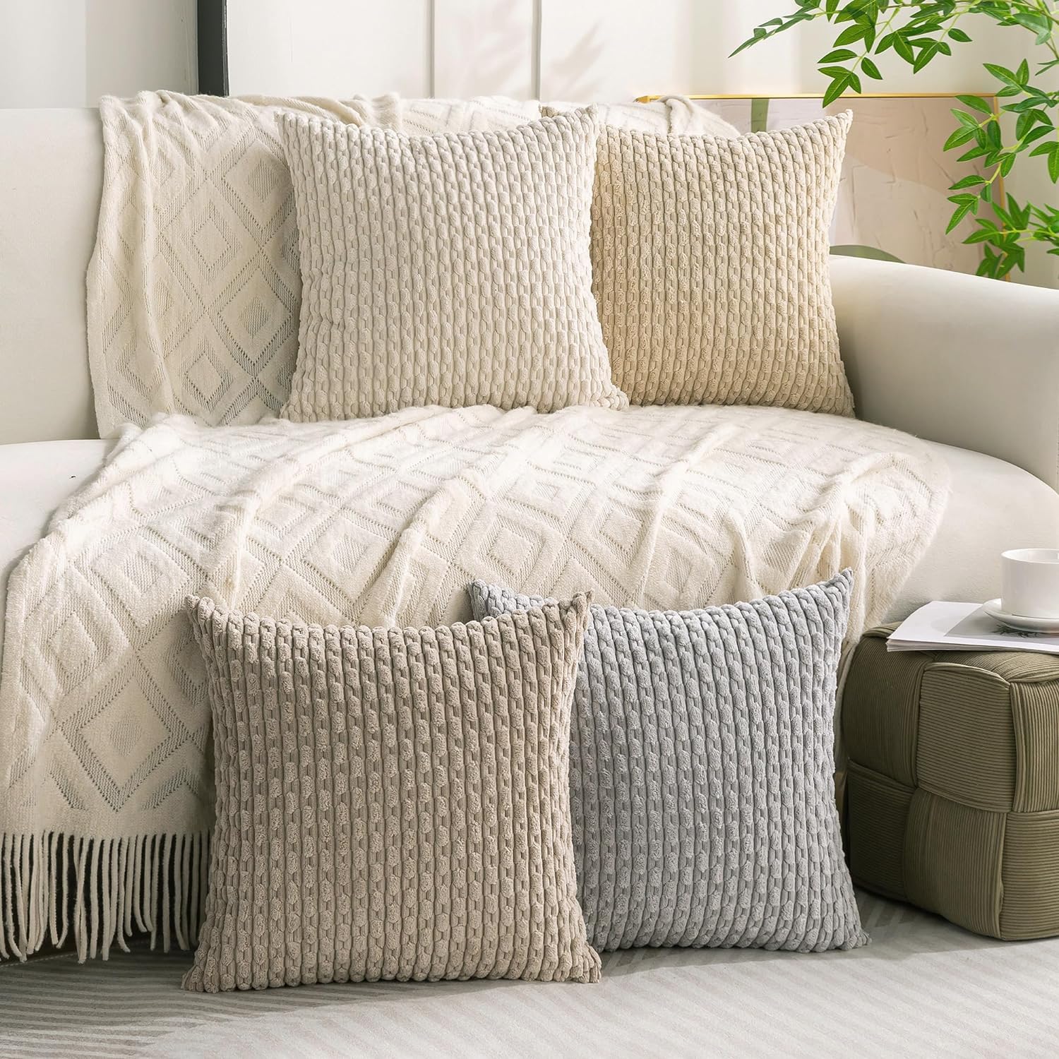 Thumbnail 1 de Cozoomy 4-Piece Corduroy Pillow Set ⚙
