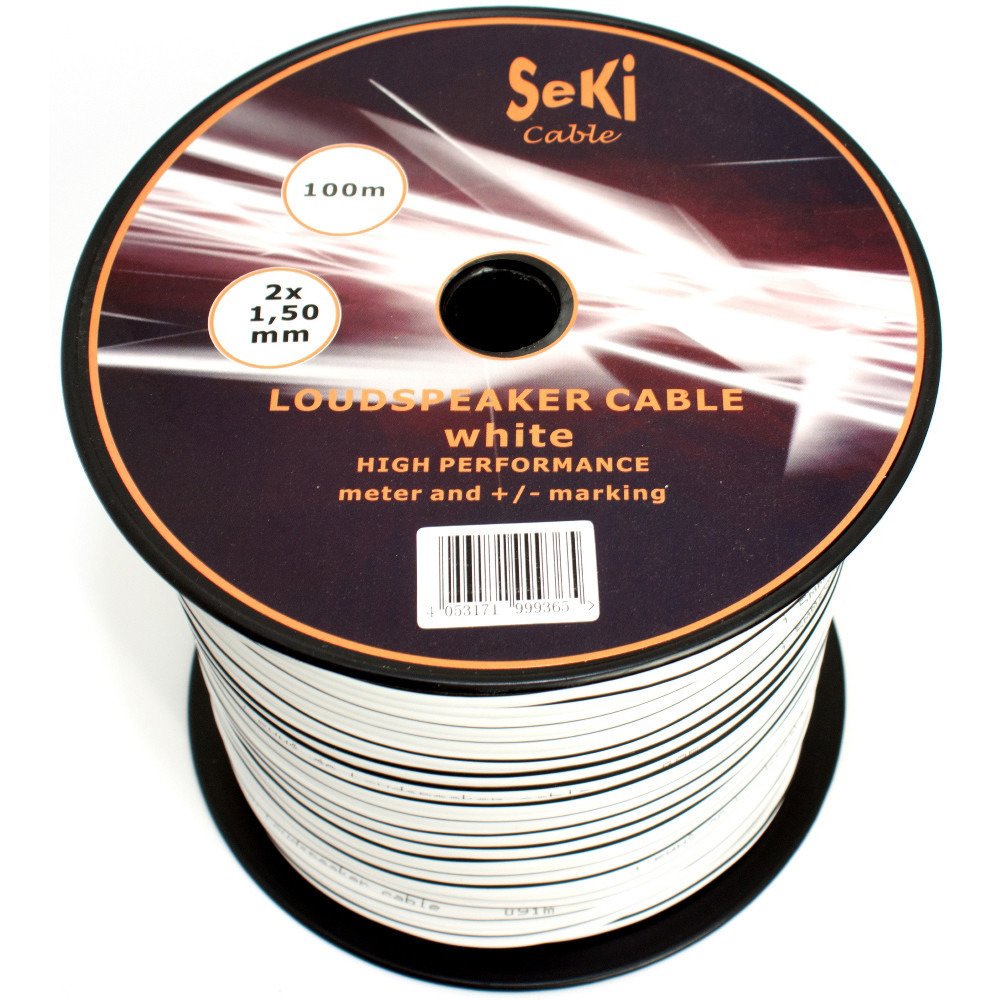 Detalle 2 de SeKi kabel głośnikowy CCA 2 × 1,50 mm², 30 m, biały