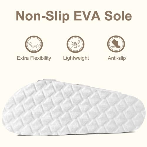 Detalle de KIDMI Women Sandals Arch Support Cork Footbed Slide – White (Size 7)
