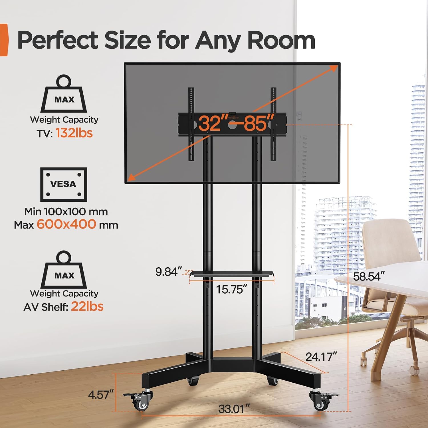 Detalle de Perlegear TV Stand for 32–85 inch screens