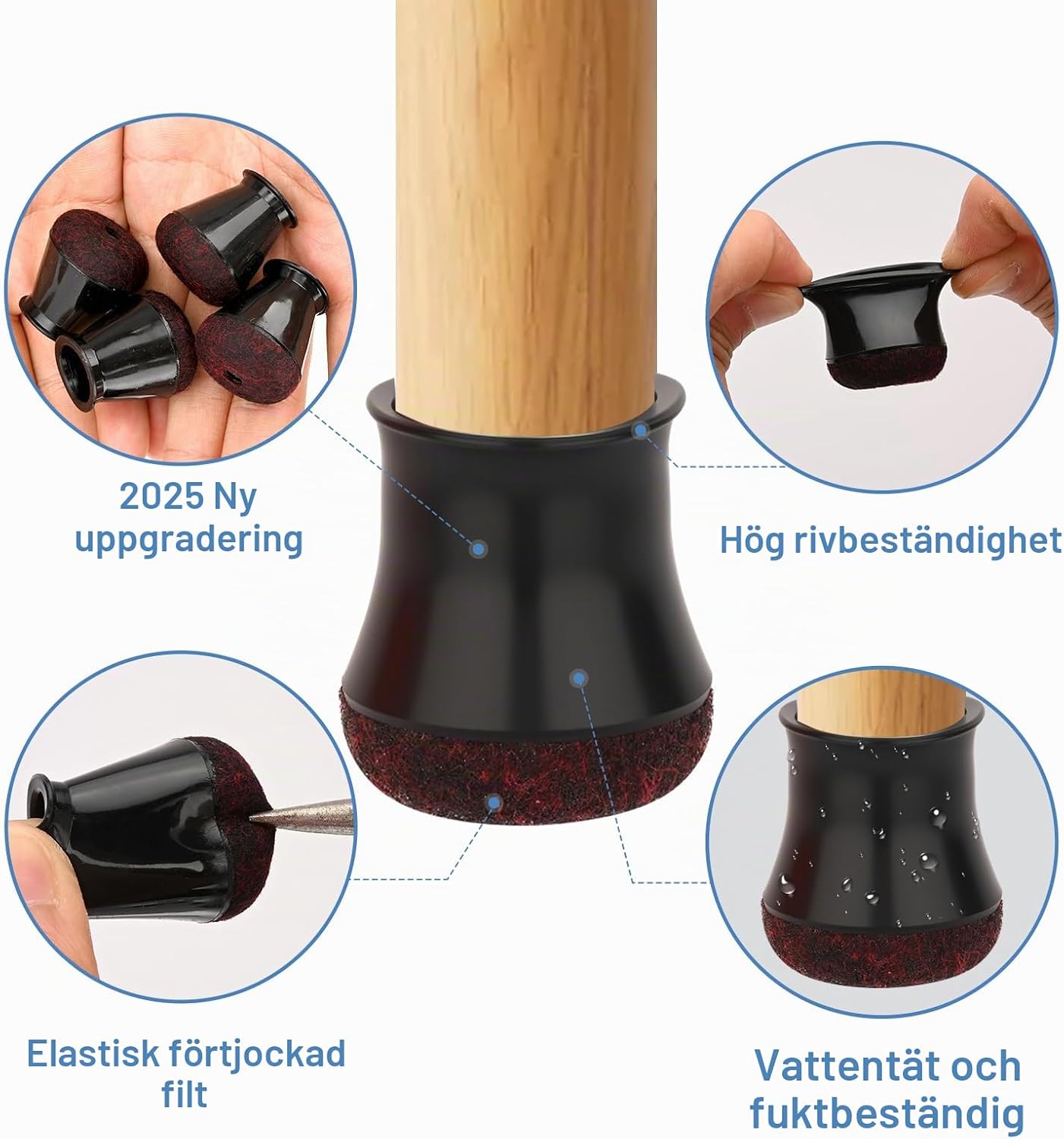 Detalle de Ouxayapl MZZYJD-24PCS stolbenskydd, 24-pack med filt för 14–20 mm