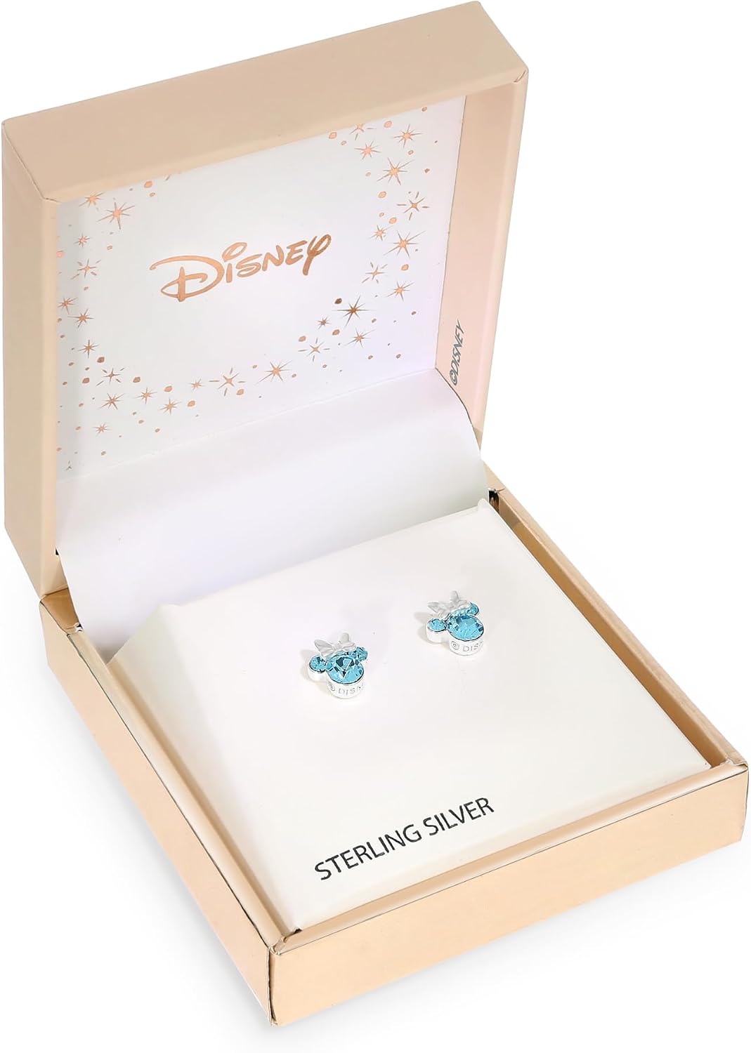 Detalle de Boucles d'oreilles Minnie pour filles en argent sterling, zircone cubique et pierre de naissance – Disney