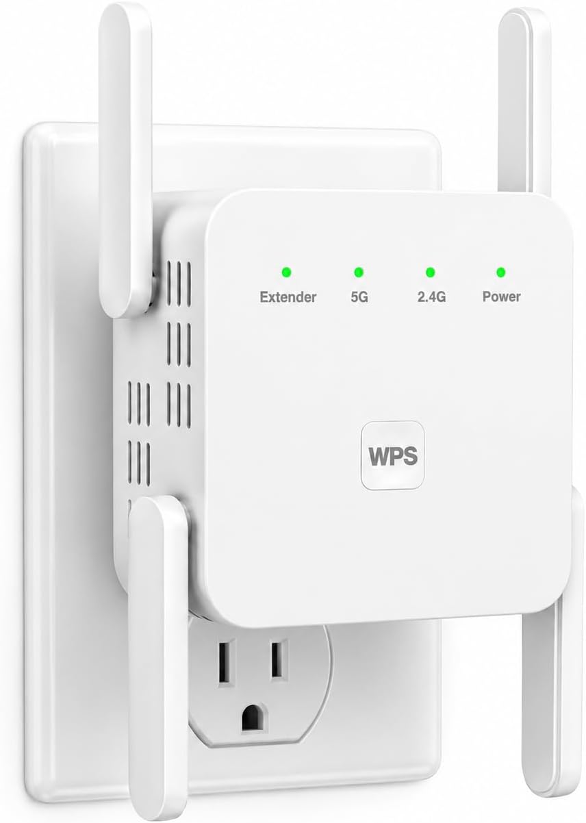 Detalle de VERMEYEN Dual-Band WiFi Extender, 1,200 Mbps, Ethernet, 5,000 Sq. Ft.