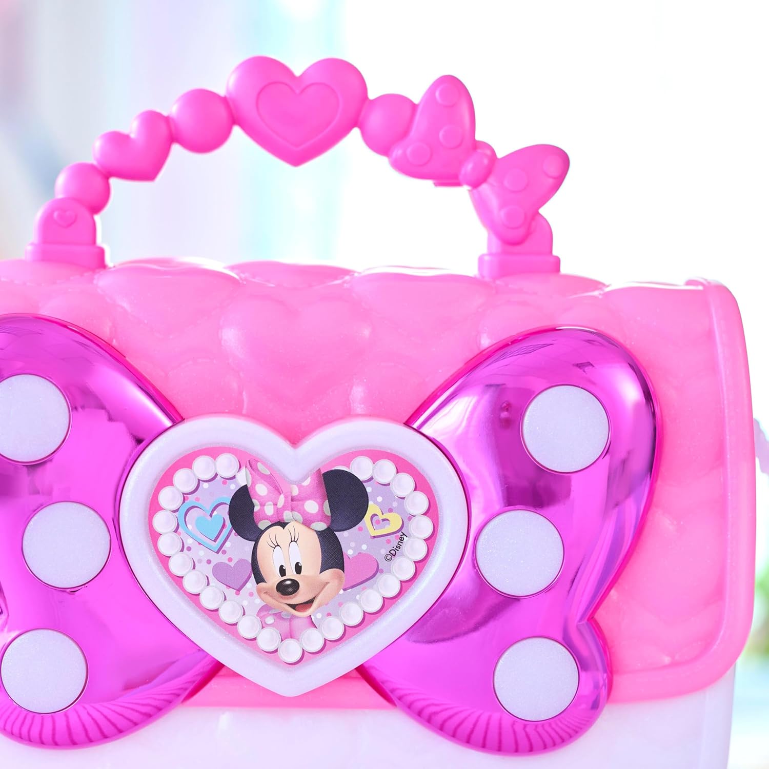 Detalle de Just Play Coffret Sac à Main Minnie Mouse – Disney Junior, 7 Accessoires avec Sons et Lumières