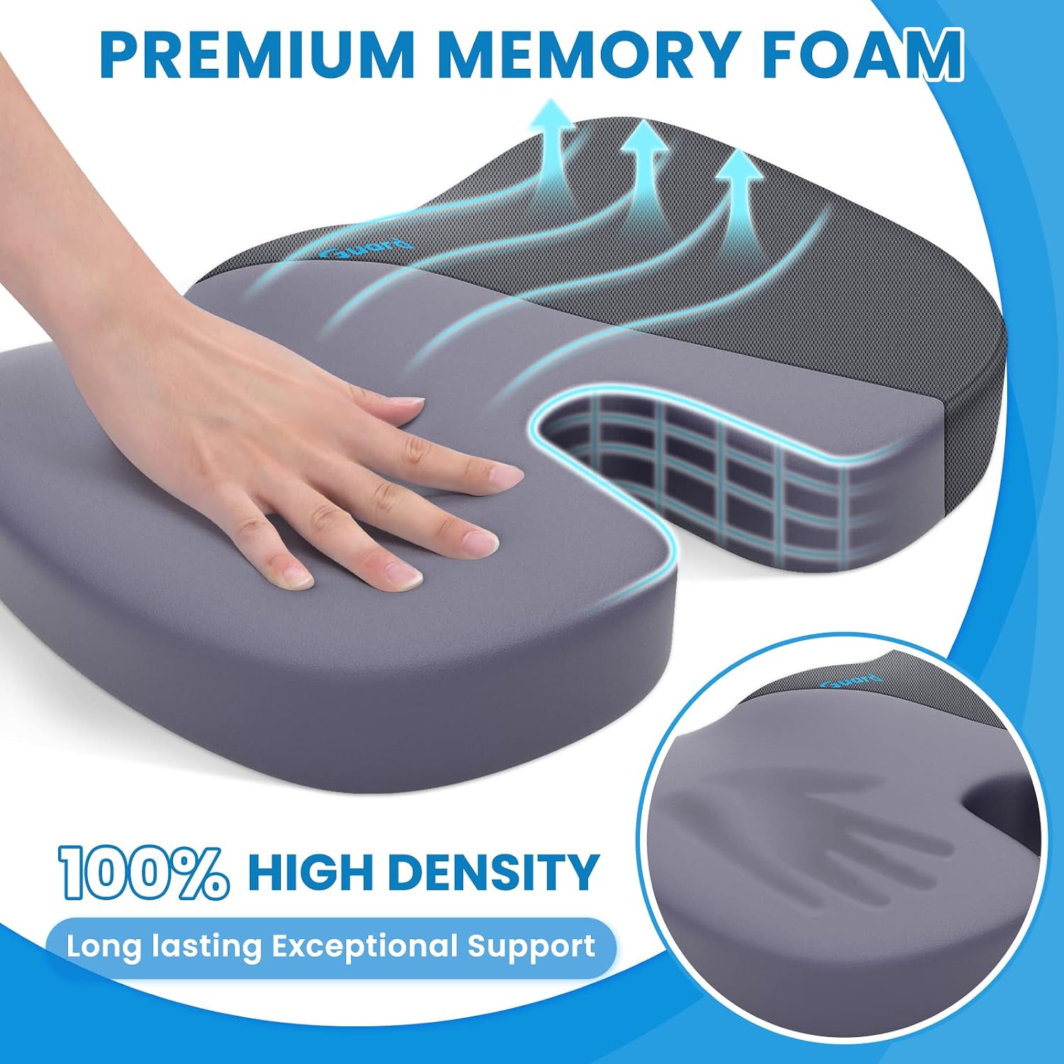 Thumbnail 2 de TushGuard MPNTG0001-NYGE Memory Foam Seat Cushion, Gray, Washable Cover