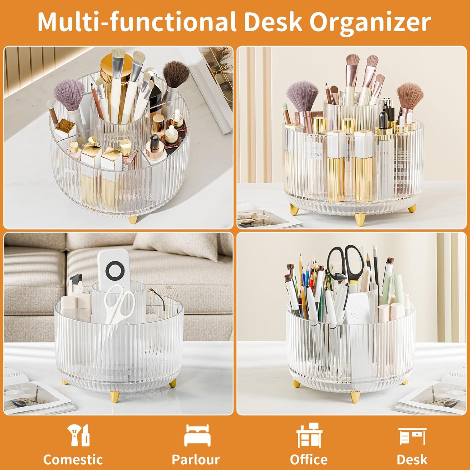 Thumbnail 3 de fanado 360° drehbarer Make-up-Organizer mit 5 Fächern (transparentes Design)