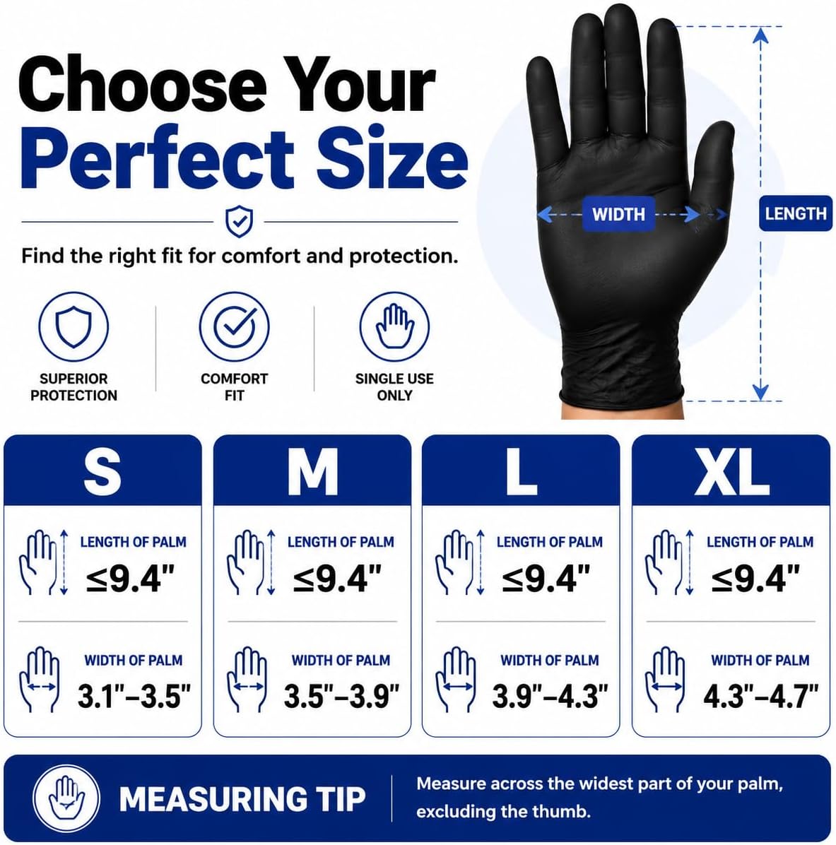 Detalle de Amarynth Abc-dg01 Disposable Nitrile Gloves, X-Large, 5 Mil, 100 Count
