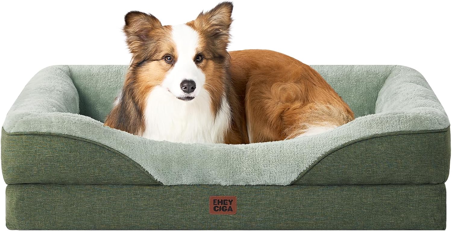 Detalle de EHEYCIGA orthopädisches Hundebett für mittelgroße Hunde (104 x 68 x 18,5 cm) mit Memory-Schaum, waschbarem Bezug und rutschfestem Boden