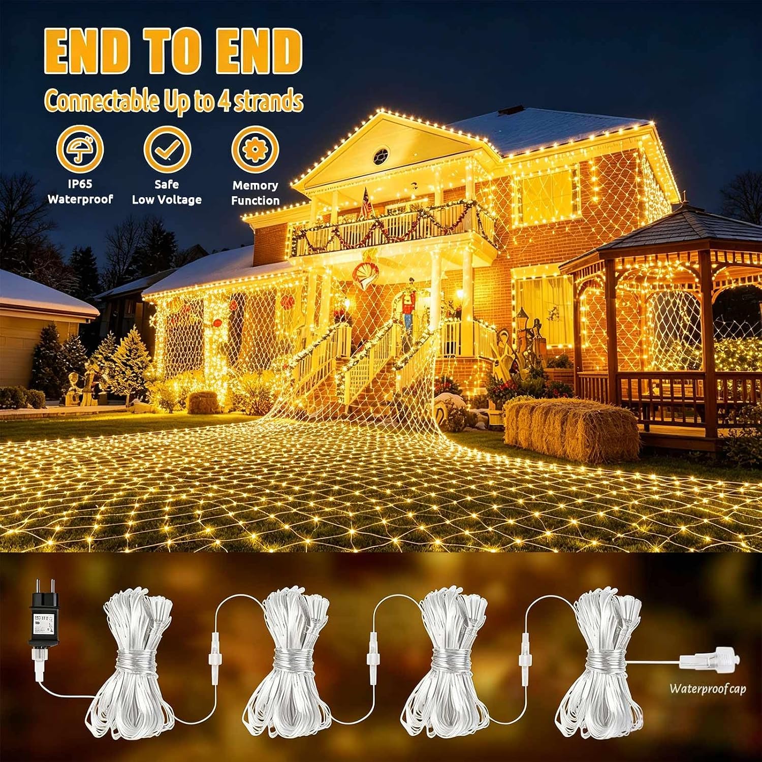 Thumbnail 5 de Joycome Rete Luminosa Natale esterno 3x2 m con 200 LED, spina, timer e 8 modalità