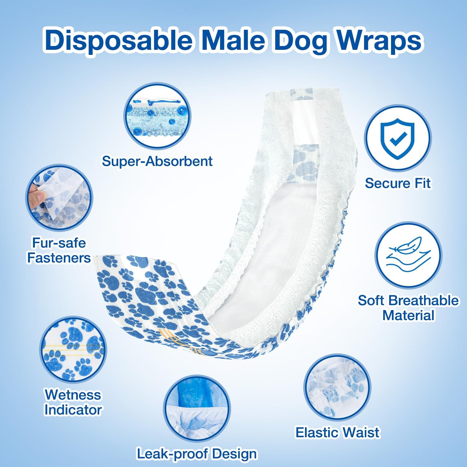 Thumbnail 2 de Dono Disposable Dog Nappies Male (40 pcs) with Wetness Indicator – Male Wraps & Belly Bands