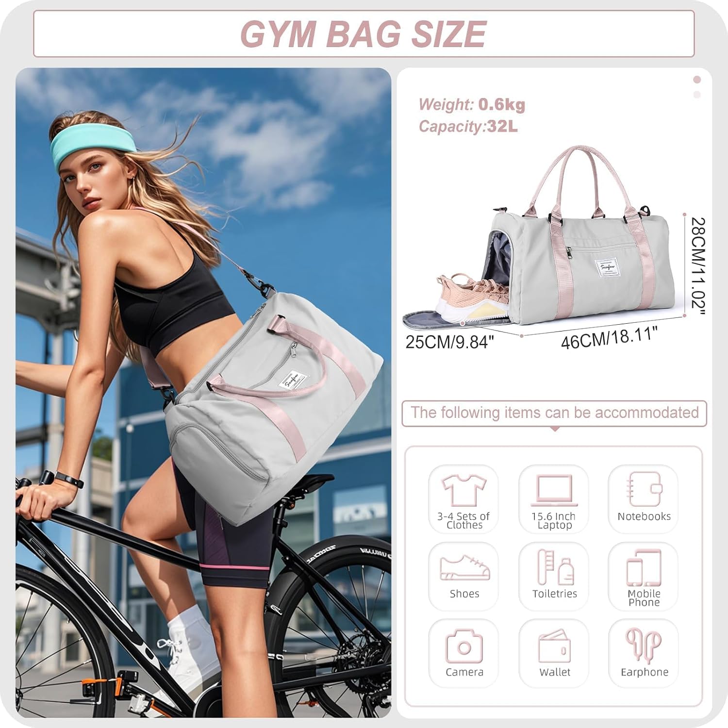 Detalle 2 de HYC00 Gym Duffle Bag 32L