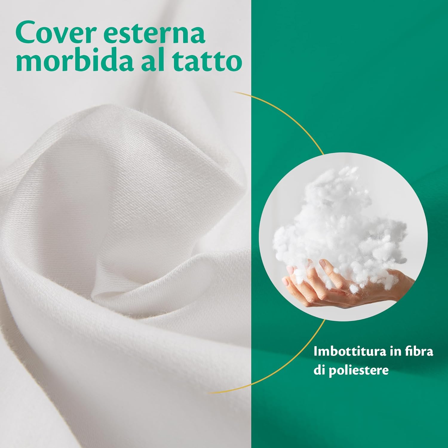 Detalle 2 de Flowen Coppia di guanciali 50x80 con microfibra, antiacaro e lavabili in lavatrice