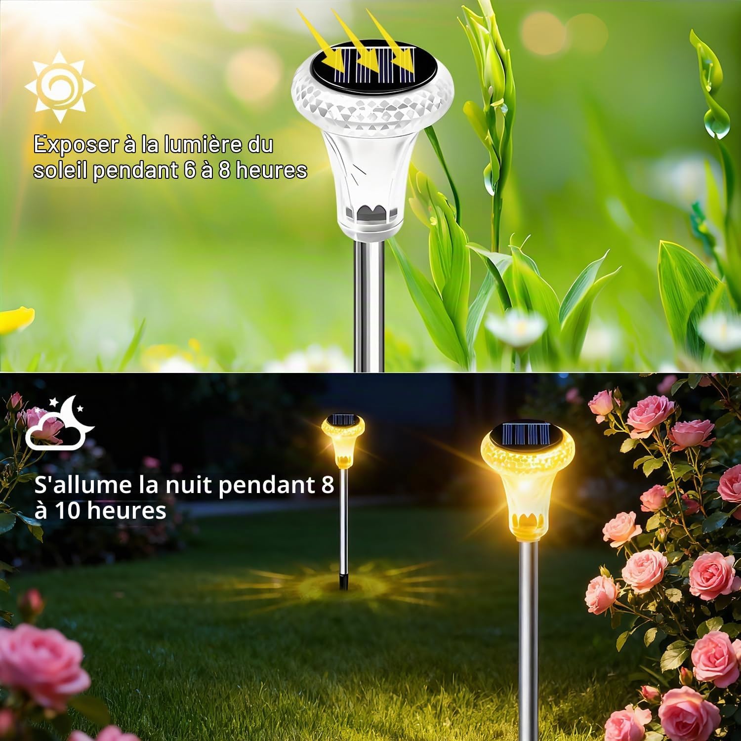 Detalle 2 de Anmossi DC-CP101 solarlampen voor tuinpaden, set van 6, warm wit, IP65