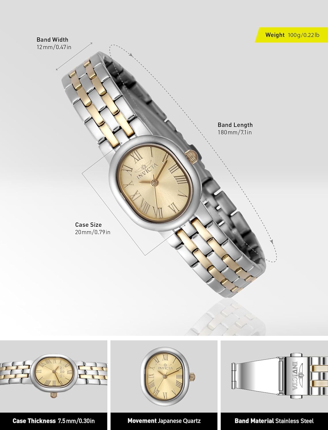 Detalle de Invicta Angel Montre Femme — Mouvement Quartz, Acier Inoxydable 20 mm
