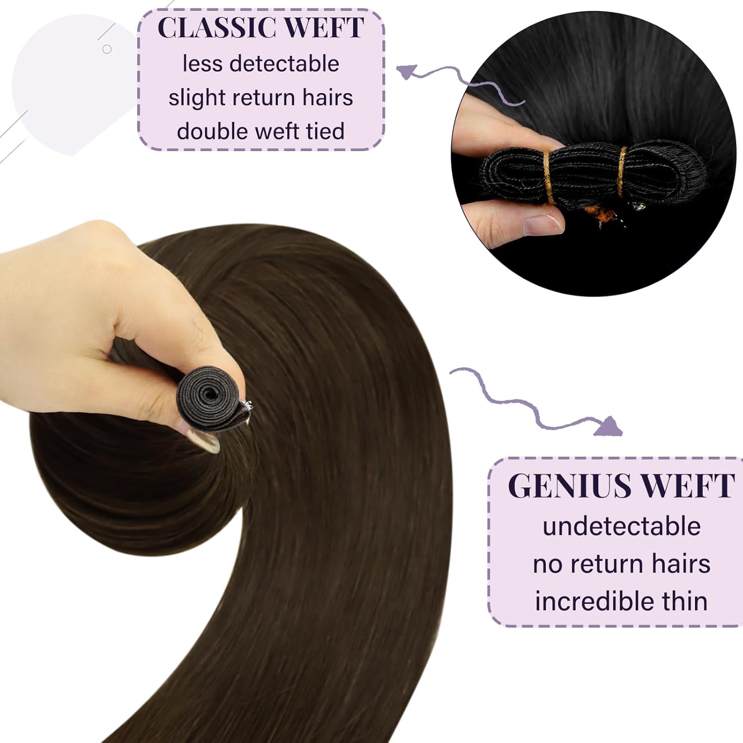 Thumbnail 3 de Fshine Human Hair Genius Weft Chocolate Brown 16 Inch (50g) Real Human Hair Extensions
