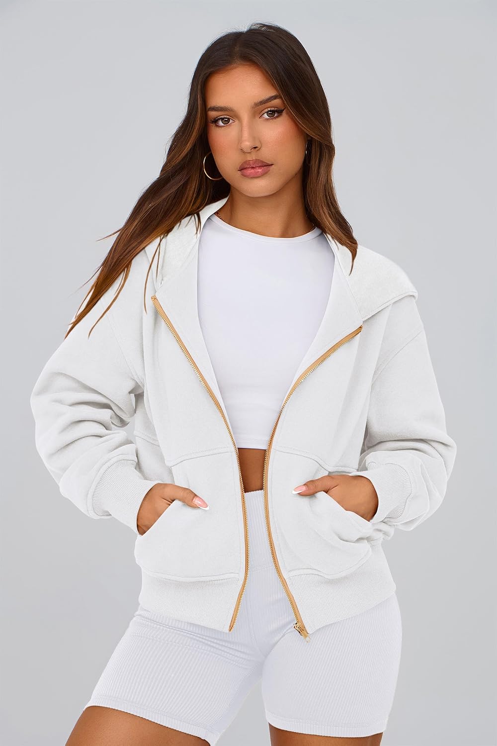 Thumbnail 4 de PRETTYGARDEN Zip Up Hoodie for Women