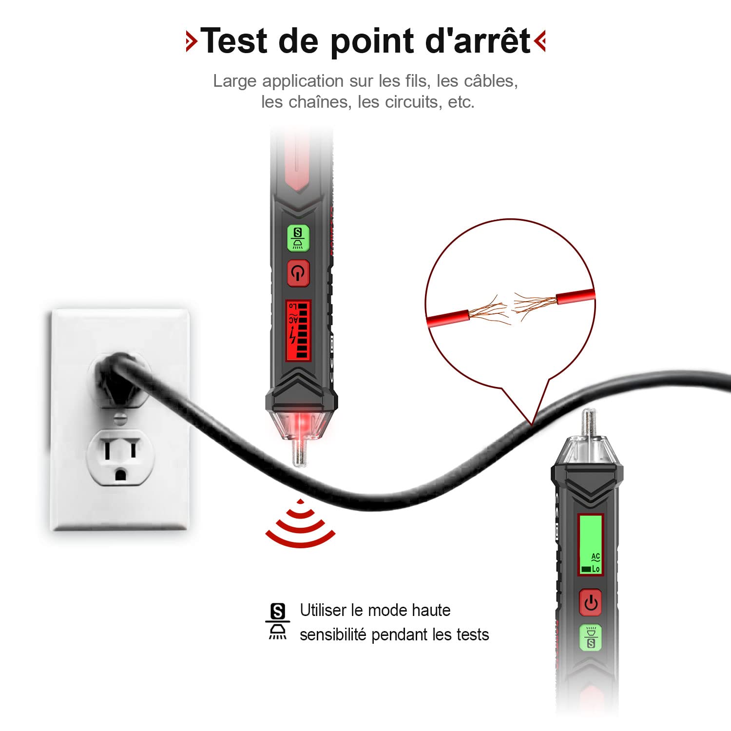 Thumbnail 4 de KAIWEETS HT100 Détecteur de tension 12V–1000V