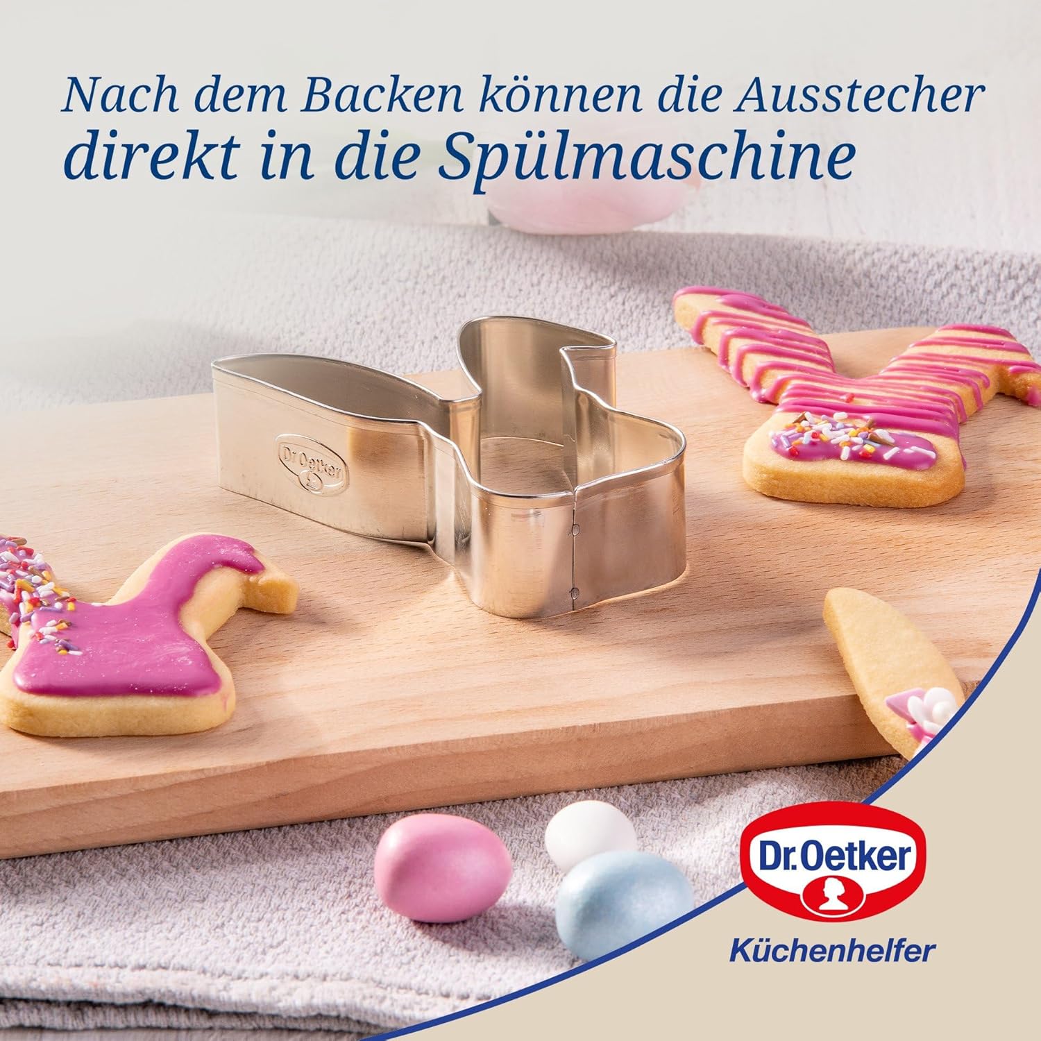 Thumbnail 1 de Dr. Oetker Ausstecher Hasenkopf „Knickohr“ – Oster-Backzubehör aus Weißblech (80 x 63 x 25 mm)