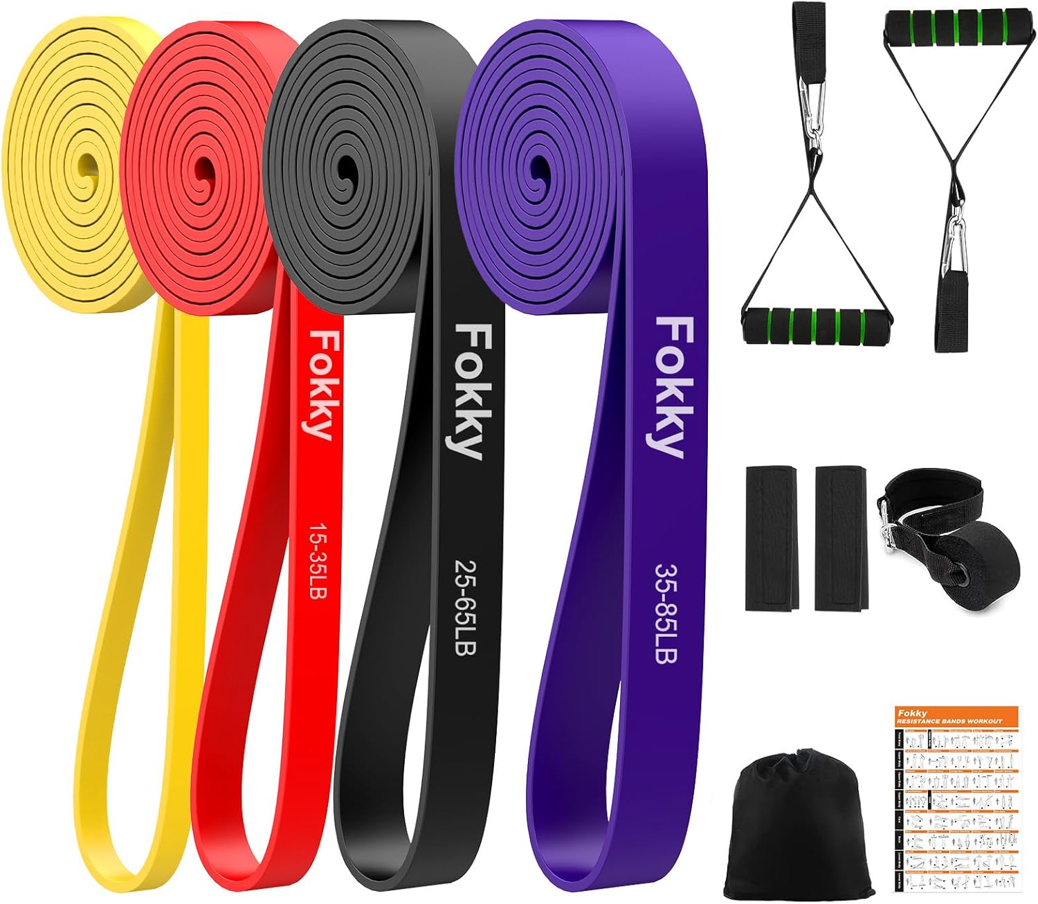 Detalle de Resistance Bands Set 4-levels for Strength Training ๐๏ธโ