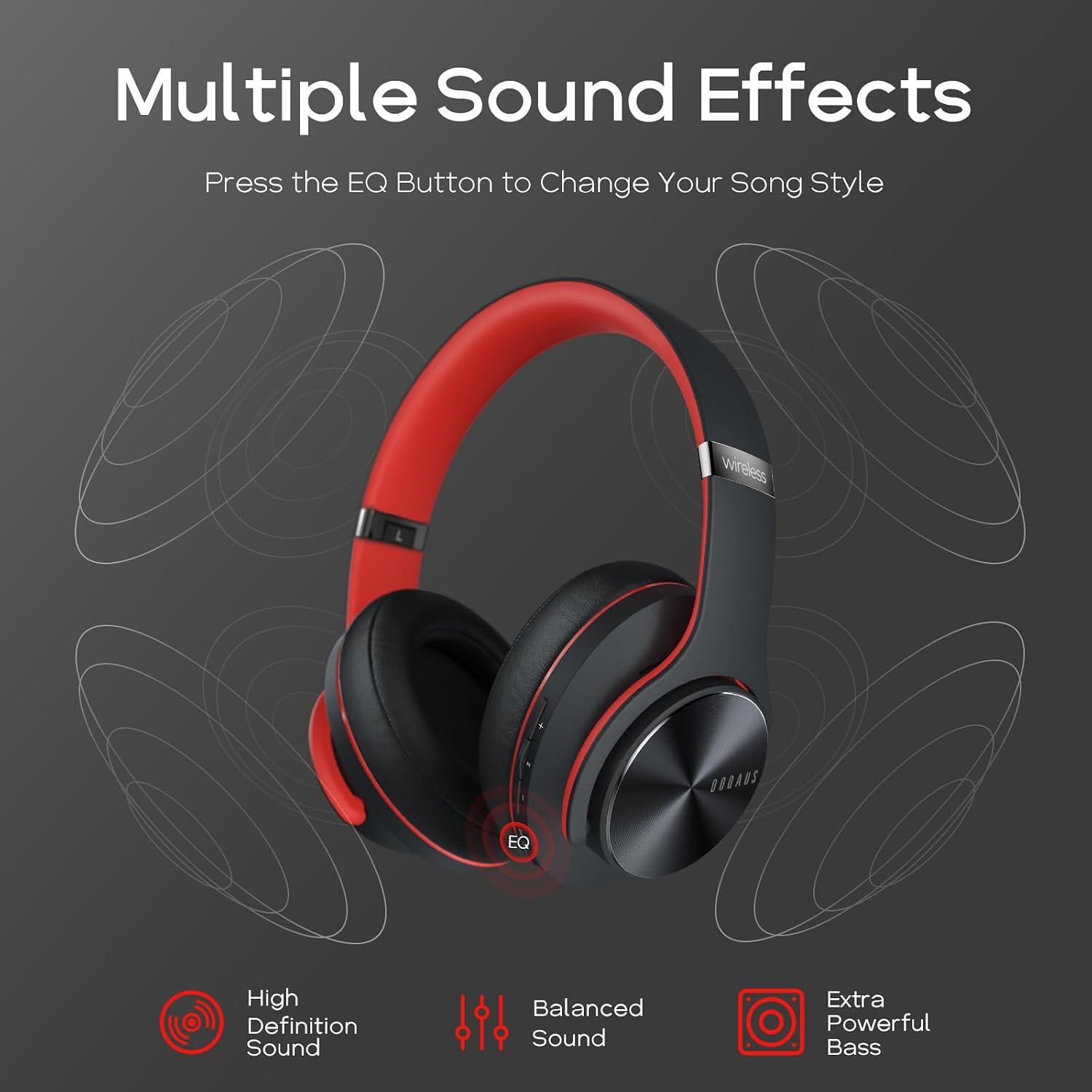 Detalle de DOQAUS Wireless Headphones 90 hrs